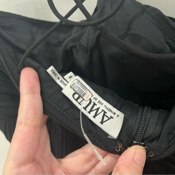 AMUR Maxi Dress Gown Black Janet Halter Pleated Sleeveless size 8 - Picture 12 of 12